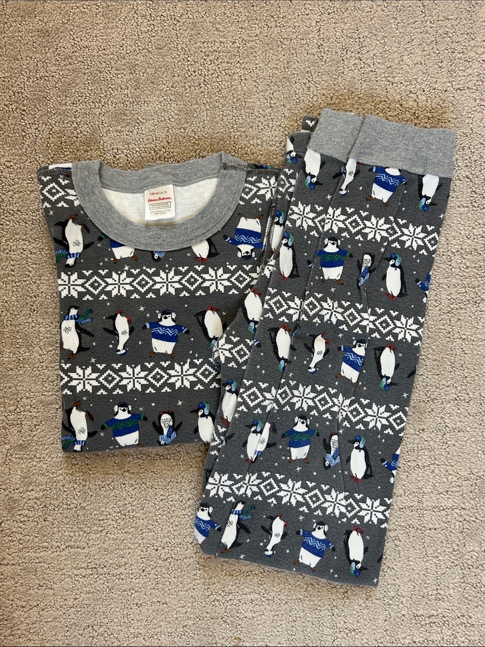 Hanna Andersson Grey Penguin Print Pajama Set